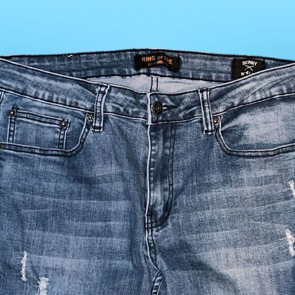 Men’s Ring of Fire Distressed Skinny Jeans Size 34x30 - Picture 2 of 8